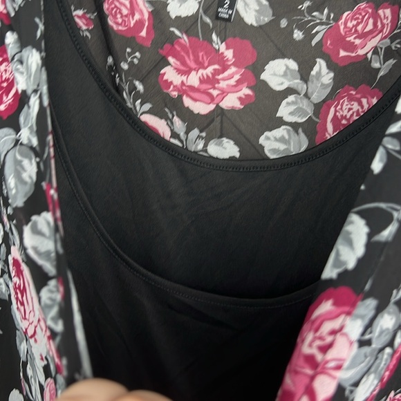 Torrid sheer chiffon black floral shirt dress size 2x - Picture 4 of 8